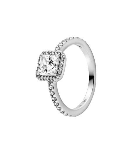 Anillo cuadrado con halo
brillante