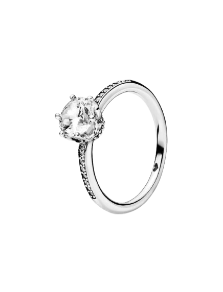 Anillo solitario Corona reluciente transparente