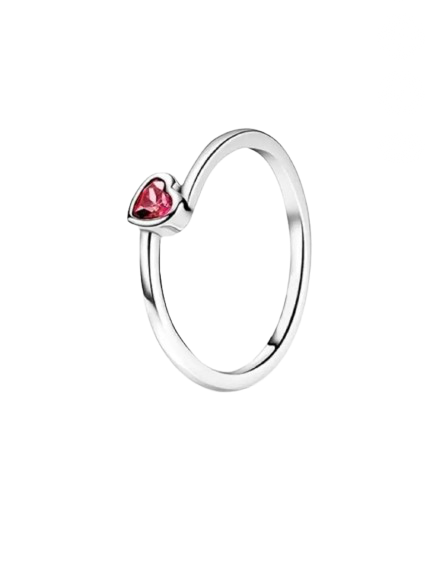 Anillo Solitario de Corazón rojo