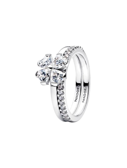 Anillo divisible Trébol de la suerte brillante