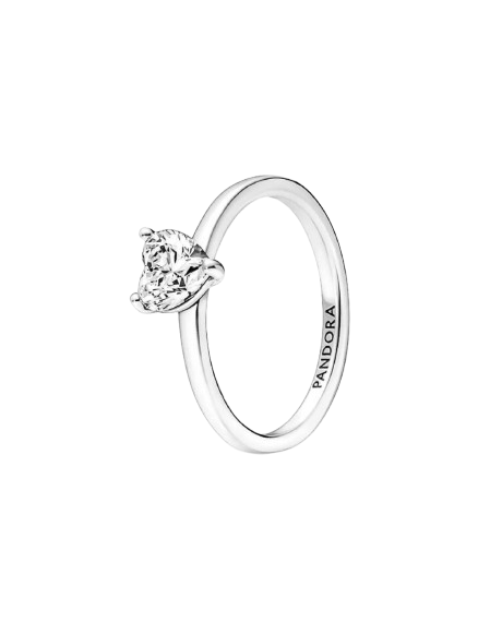 Anillo solitario Corazón transparente resplandeciente