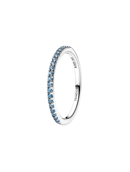 Anillo Eternidad Media Banda Aguamarina Resplandeciente