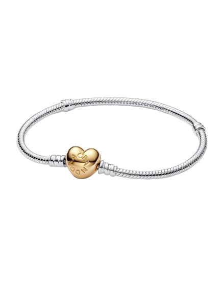 Brazalete cadena de serpiente con broche de corazón